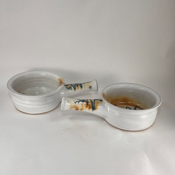 Brenner Tolliver Pottery Handcrafted Stoneware Hollow Handle Soup Bowl White - Picture 4 of 16